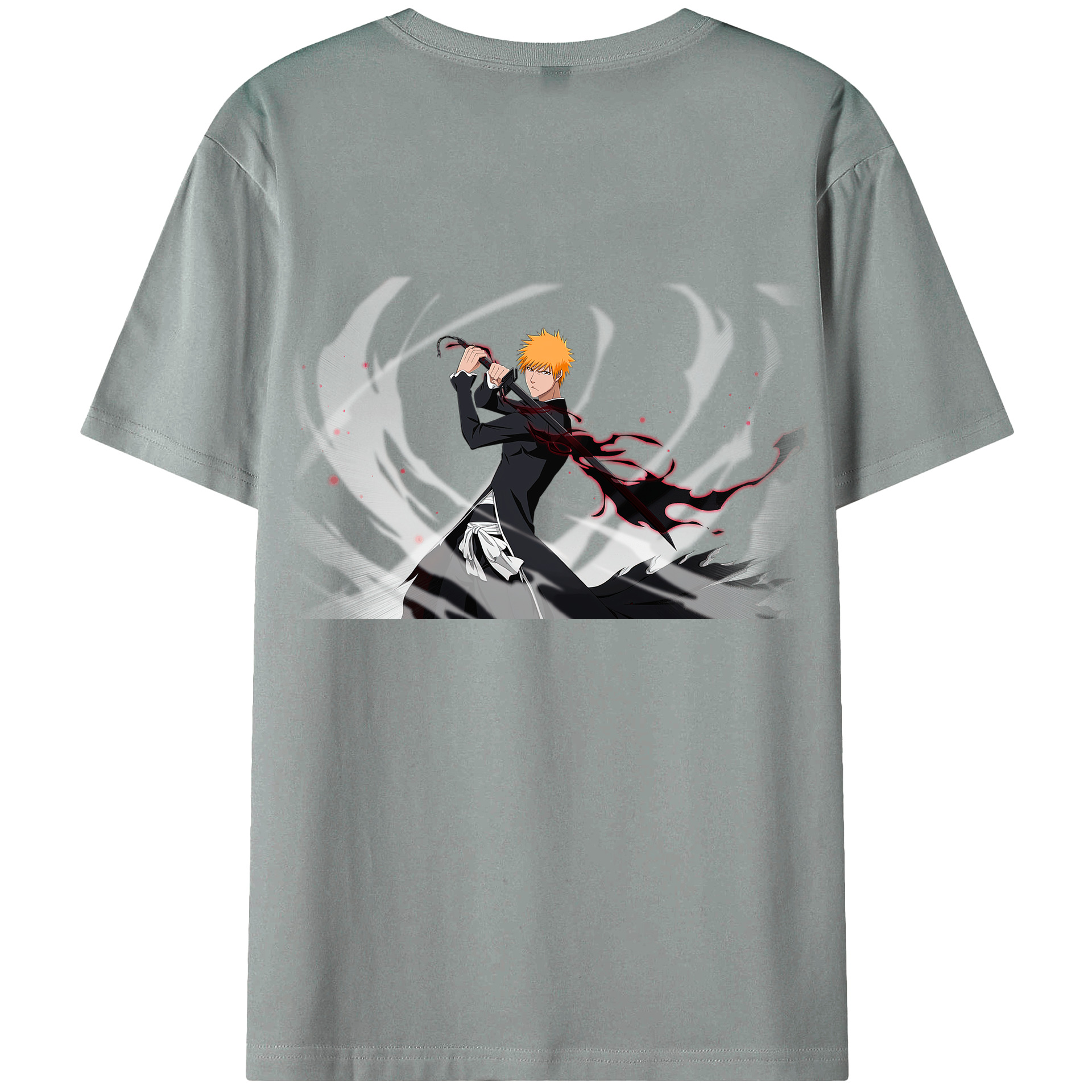 （画像用） ブリーチ 黒崎一護（くろさき いちご）BLEACH Kurosaki Ichigo 綿100％ メンズ半袖Tシャツ（バックプリント） 通気性